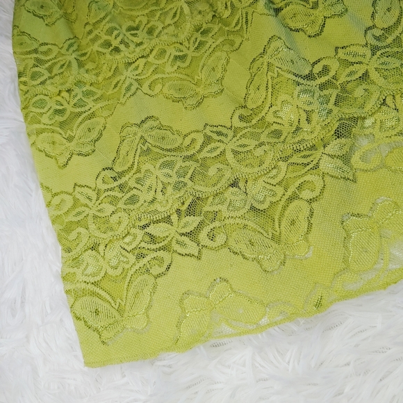 La Vie En Rose || Sheer Lacey Babydoll Slip Dress, Large, Lime Green - Picture 3 of 3